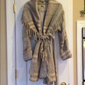 BURBERRY FRINGED WRAP COAT